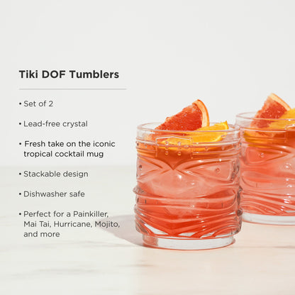 Pacific Tiki Crystal Rock Glasses Set of Two