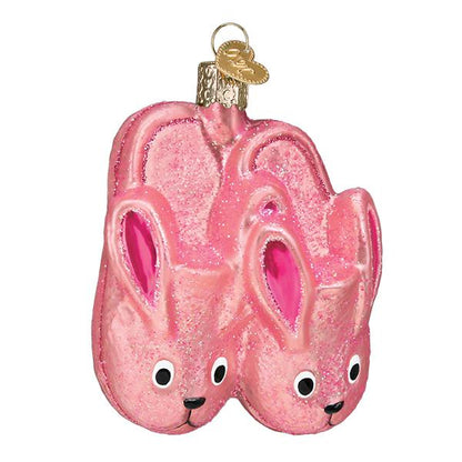 Adorno de cristal con forma de pantuflas de conejito