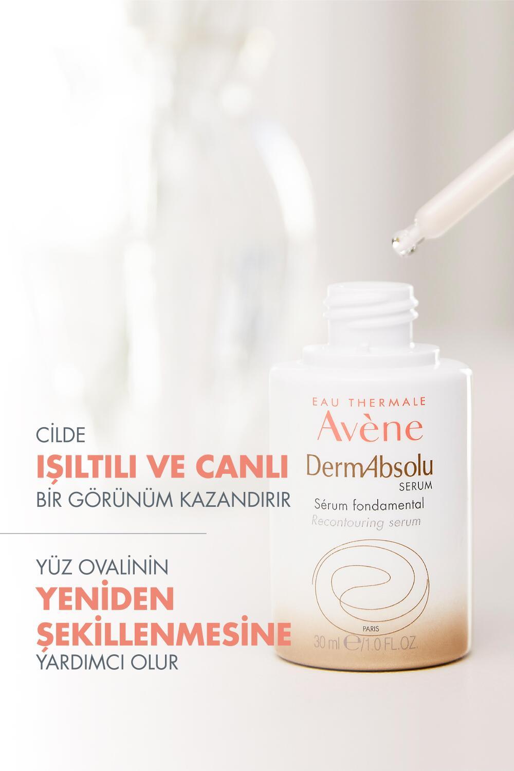 Face serum Avène DermAbsolu bottle with dropper; white bottle with gold gradient label on Tampa Home & Garden Store