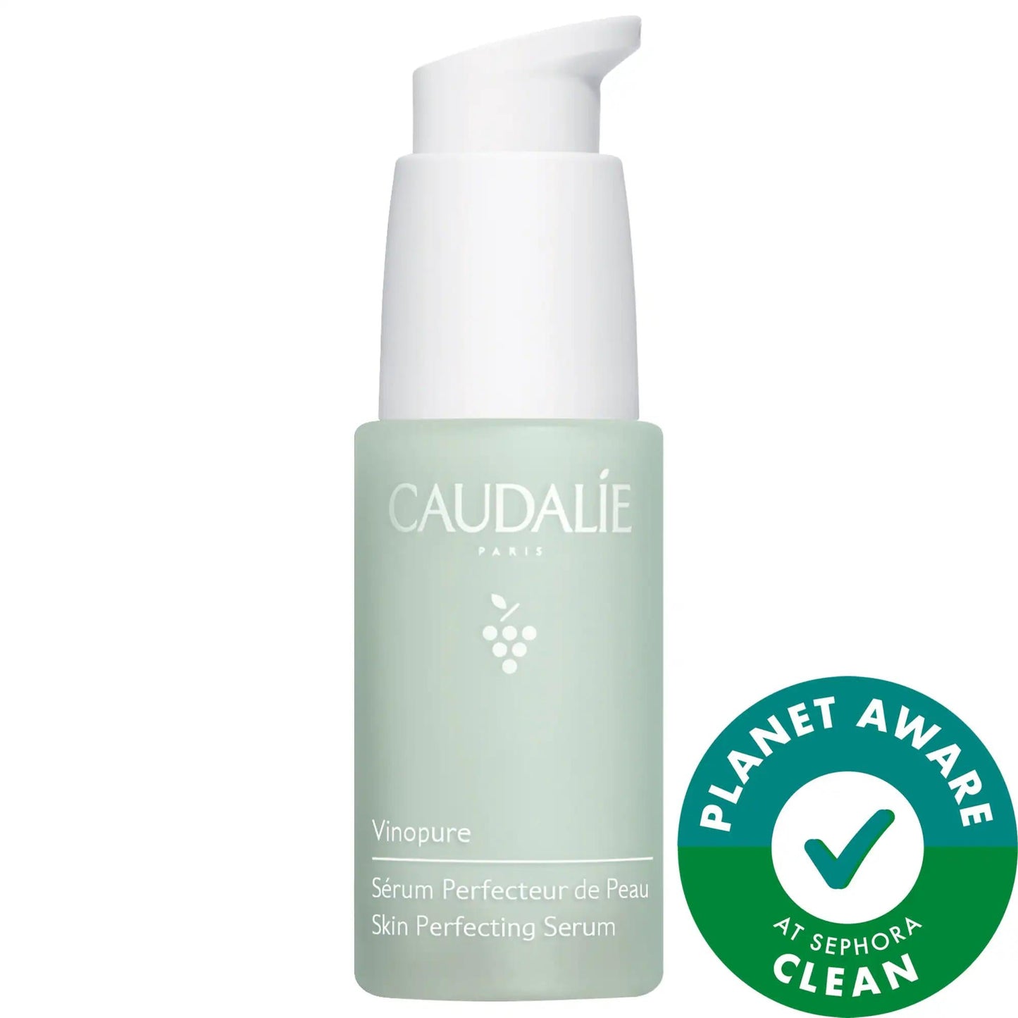 Face serum Caudalie Vinopure bottle with white pump and pastel green label on Tampa Home & Garden Store