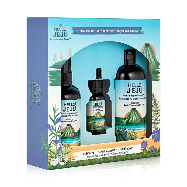 Hello Jeju Rosemary Hair Care Set: 3-piece anti-hair loss shampoo, thickening tonic & oil on Tampa Home & Garden Store