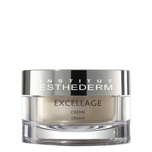 Institut Esthederm Excellage Cream glass jar with silver lid beige anti-aging face cream on Tampa Home & Garden Store