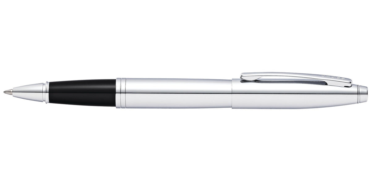 Calais polished chrome rollerball pen by A.T. Cross with black grip and silver clip on Tampa Home & Garden Store