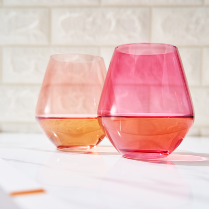 Flora Stemless Wine Glasses Set of Two Pieces