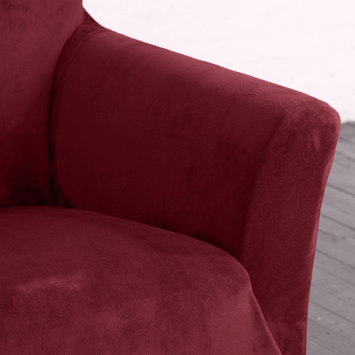 Velvet Stretch Slipcover Gale Collection in rich red by Great Bay Home on Tampa Home & Garden Store