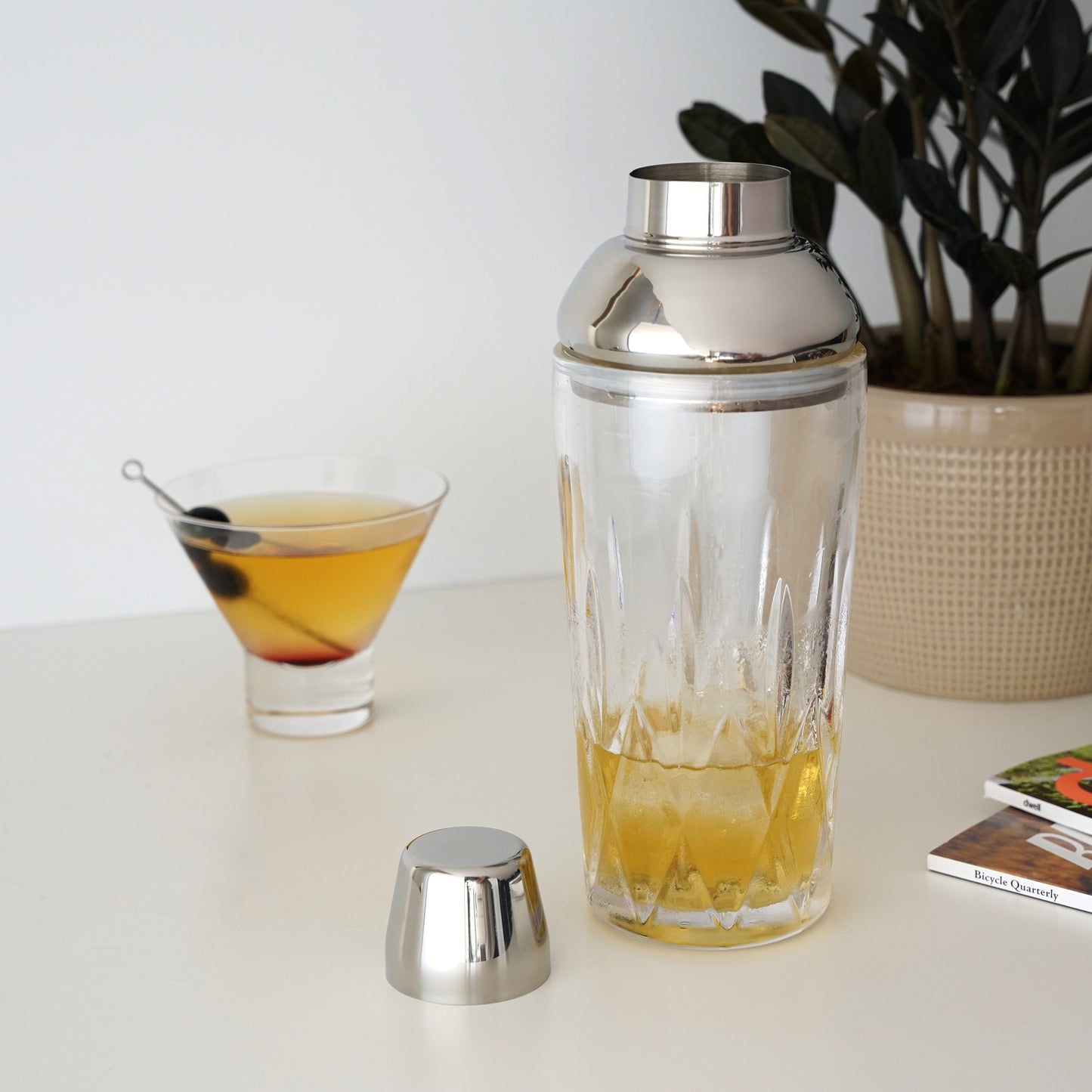 Vintage Crystal Cobbler Cocktail Shaker with Lid