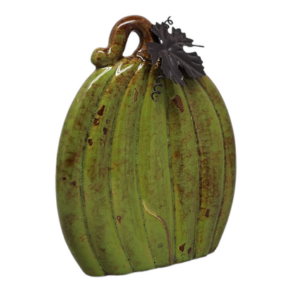 Calabaza de cerámica con hoja de metal - 6 pulgadas -