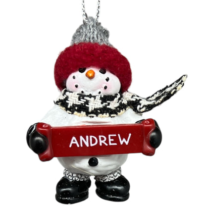 Adorno de muñeco de nieve acogedor (letras A - F) -