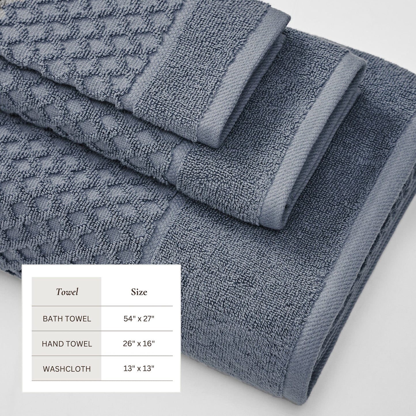 Cotton Diamond Waffle Weave Bath Towel Set