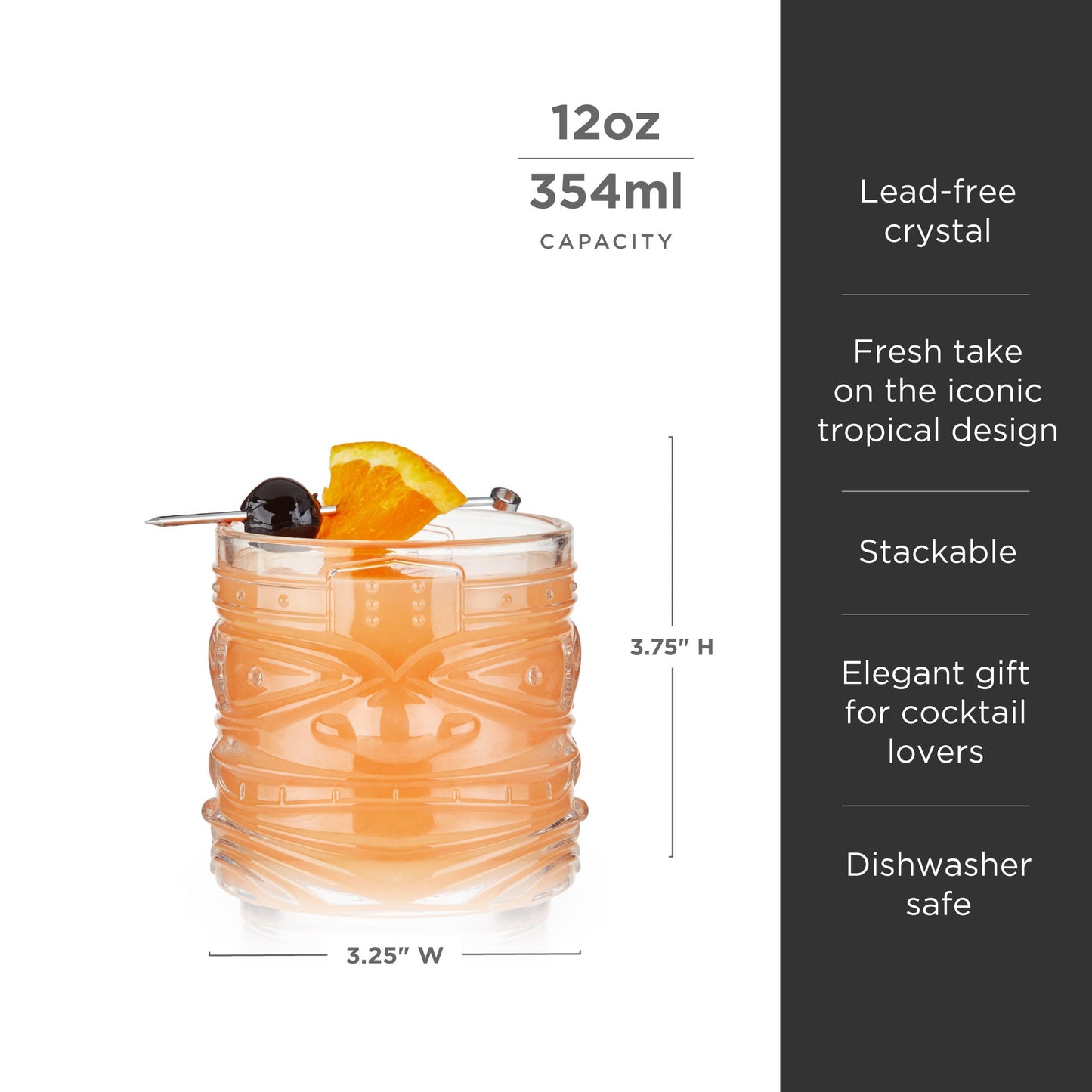 Pacific Tiki Crystal Rock Glasses Set of Two