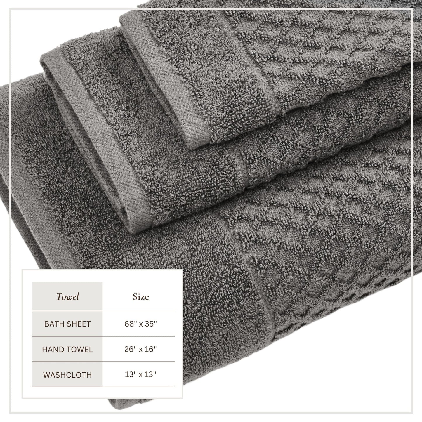 Cotton Diamond Waffle Weave Bath Towel Set