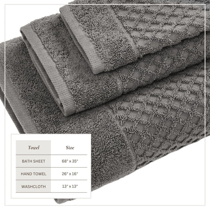 Cotton Diamond Waffle Weave Bath Towel Set