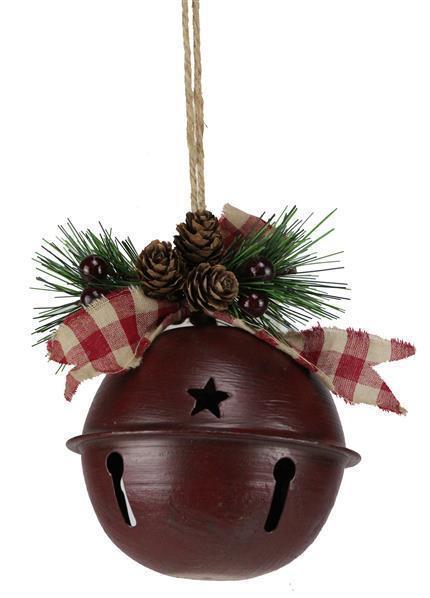 Decorated Jingle Bell - 4.75 Inch - Burgundy - Tampa Home & Garden Store