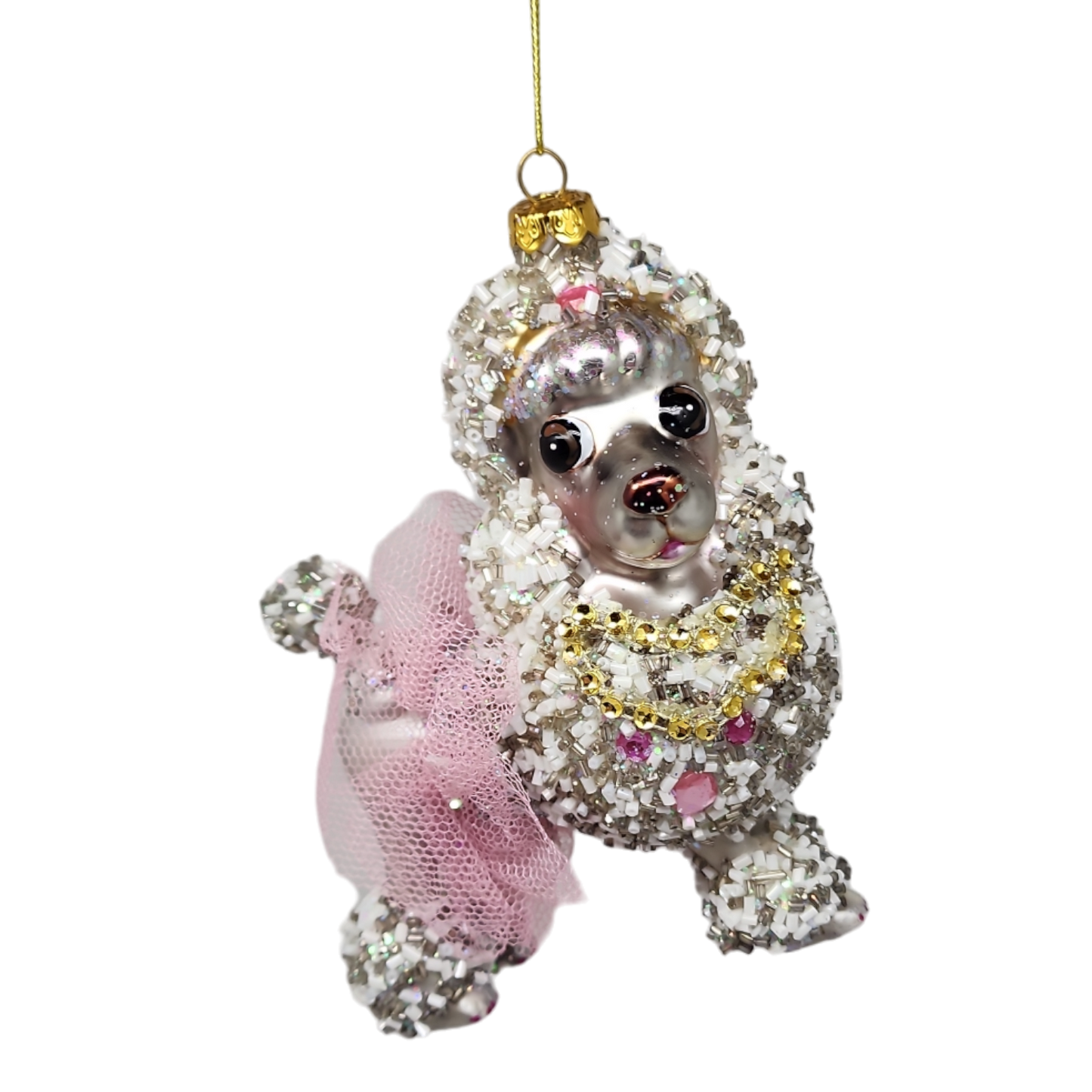 Ornement caniche en verre vintage -