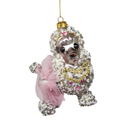 Ornement caniche en verre vintage -