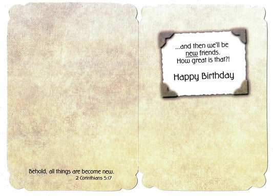 Birthday Card For Friends Until We Are Old torn-edge panel on beige background on Tampa Home & Garden Store