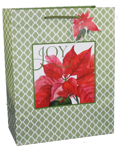 Poinsettia Gift Bag Large with lattice and red poinsettia by Country Loft on Tampa Home & Garden Store