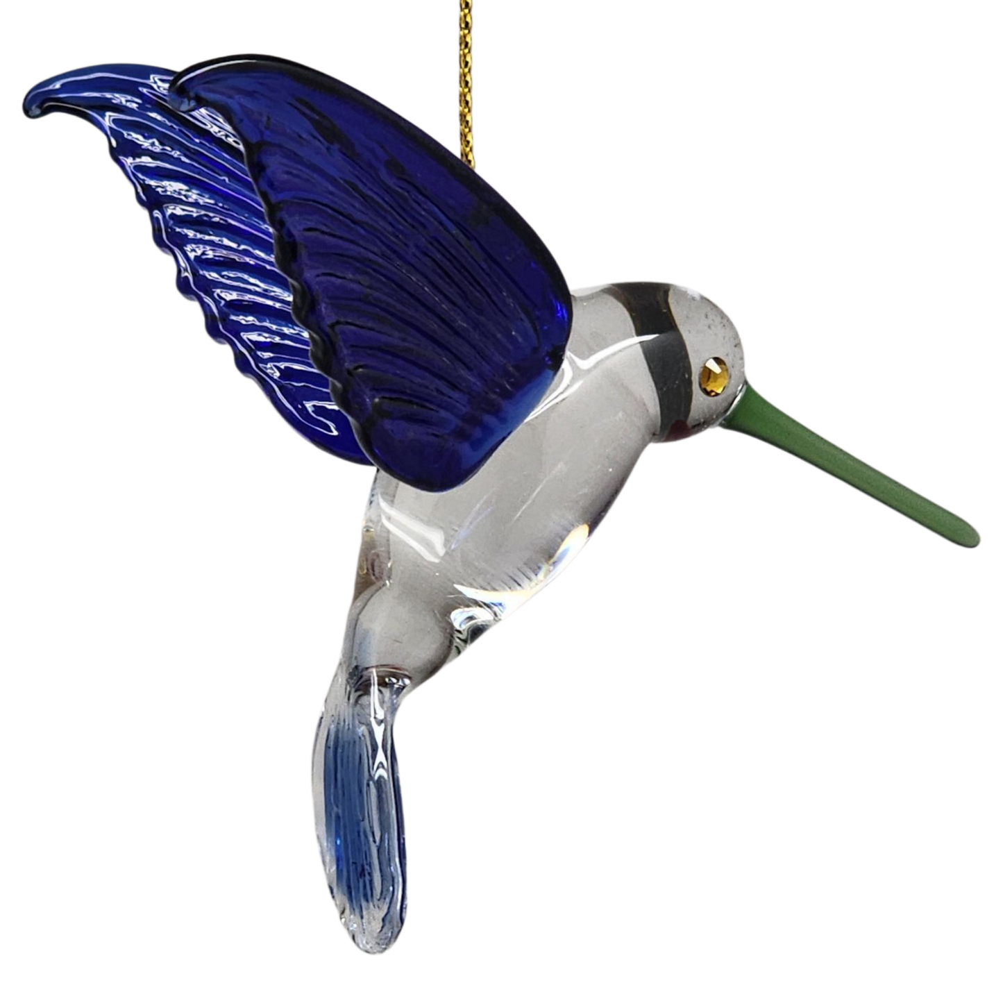 Colibri ornemental en verre égyptien - Bleu à bec vert