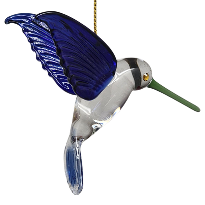 Colibri ornemental en verre égyptien - Bleu à bec vert