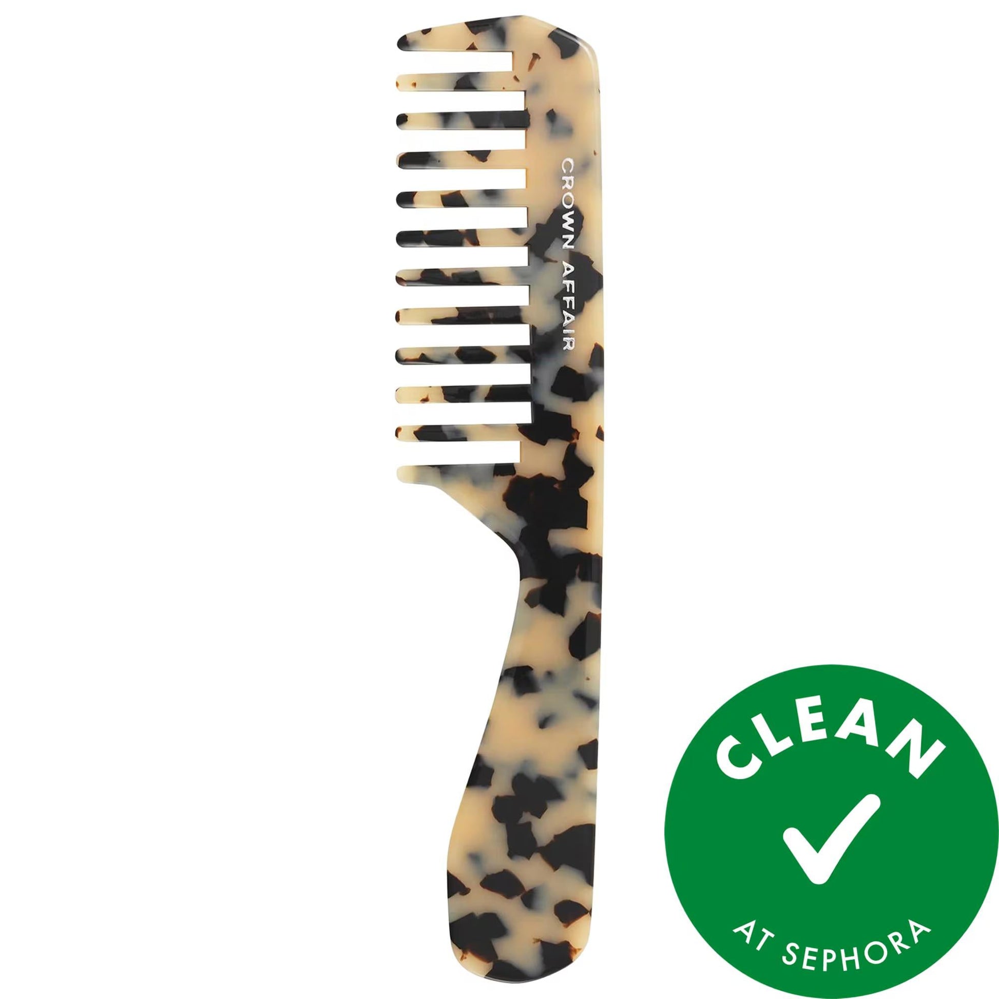 Crown Affair wide-tooth detangling comb No.002, tortoiseshell pattern for straight to curly hair on Tampa Home & Garden Store