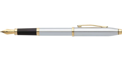Century II Medalist 23KT Gold Plated Nib Fountain Pen with silver barrel and black grip on Tampa Home & Garden Store