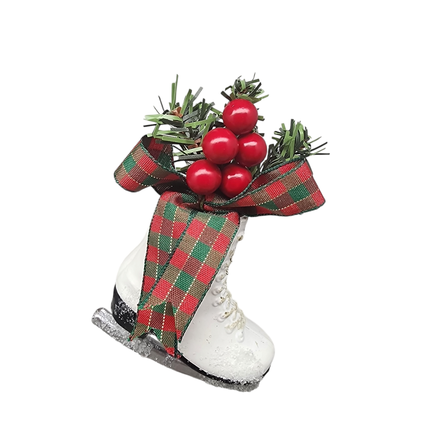 Adorno floral de patines de hielo -