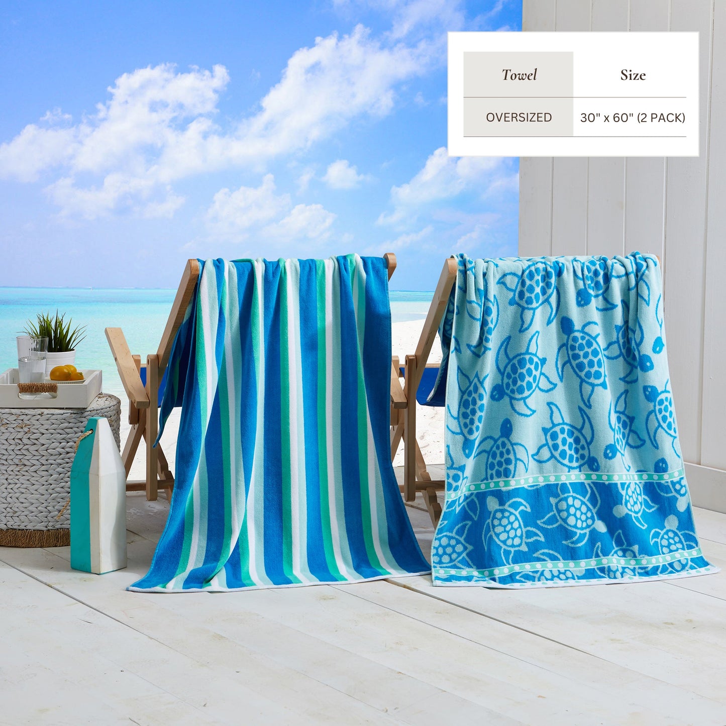Velour Cotton Beach Towels and Maui Two Pack