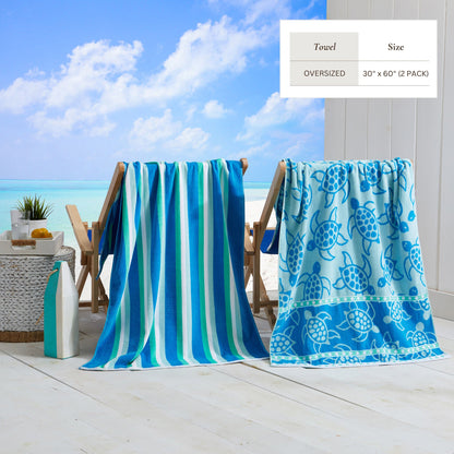 Velour Cotton Beach Towels and Maui Two Pack
