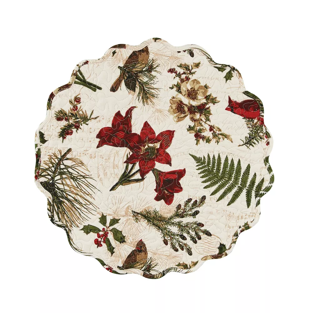 Nature Sings Cardinal  Quilted Round Placemat