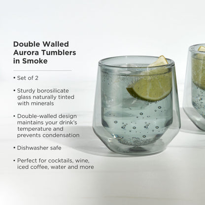 Aurora Set of Smoke Grey Double Walled Tumblers