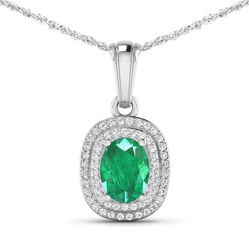 Pendant 1.50ct Zambian emerald with diamond halo in 14K white gold chain Bids.com on Tampa Home & Garden Store