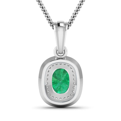 14K white gold pendant necklace with a 1.50 ct Zambian emerald and white diamond halo by Bids.com on Tampa Home & Garden Store