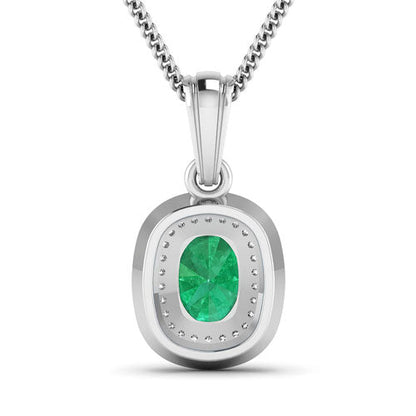 14K white gold pendant necklace with a 1.50 ct Zambian emerald and white diamond halo by Bids.com on Tampa Home & Garden Store