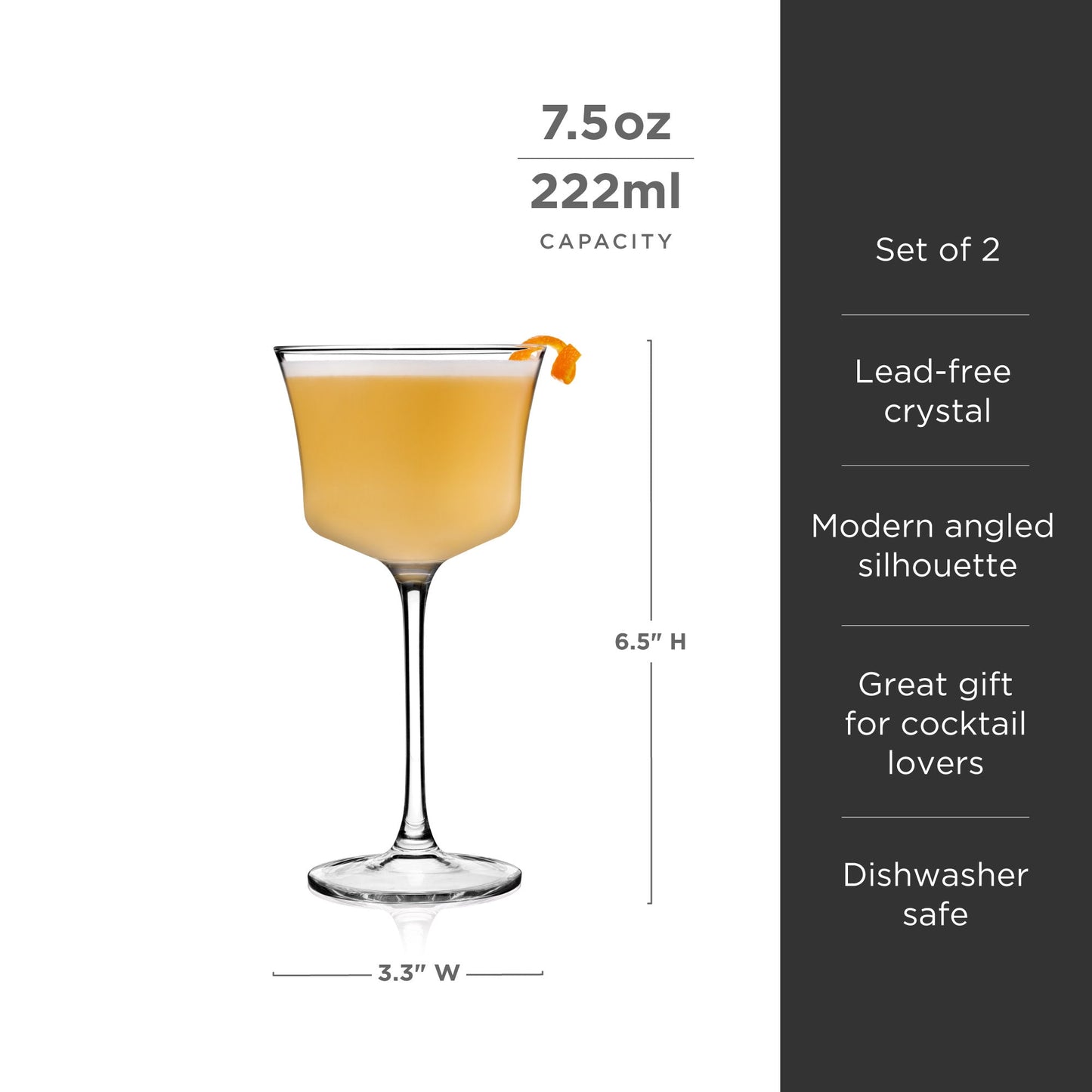 Raye Angled Crystal Whiskey Sour Glasses Set