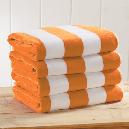 Cotton And Velour Cabana Stripe Beach Towel