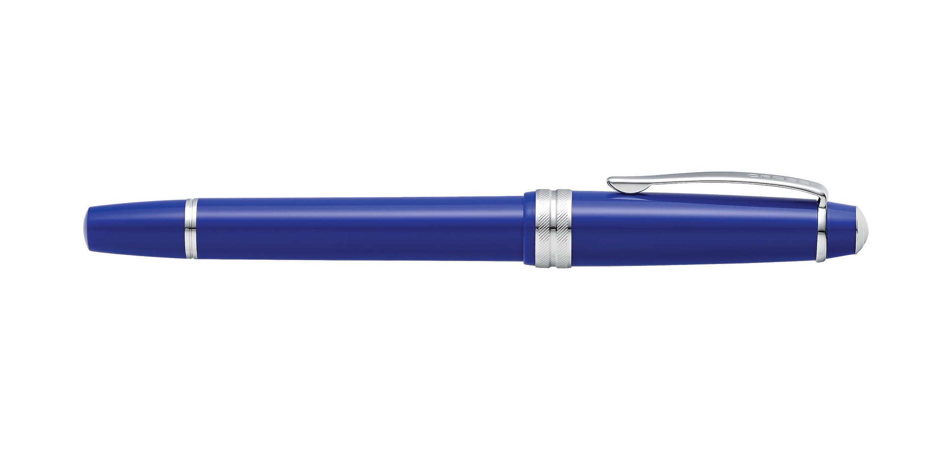 Bailey Light Polished Blue Resin Fine Nib Fountain Pen by A.T. Cross with silver accents on Tampa Home & Garden Store