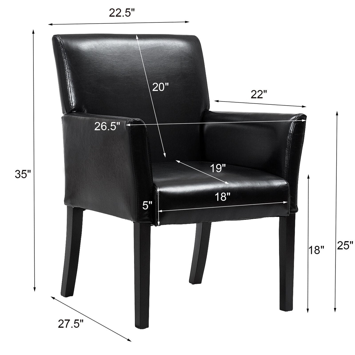 Modern PU leather executive arm chair by DirectDeals, black with padded back and arms on Tampa Home & Garden Store