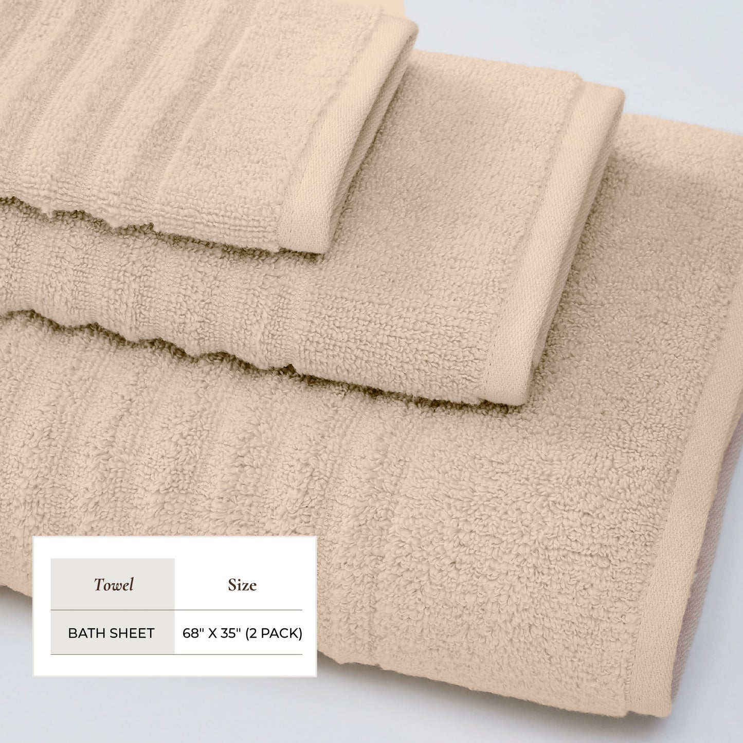 Luxury Combed Cotton and Ribbed Bath Towels
