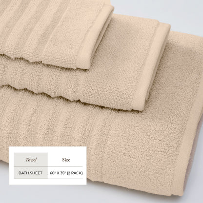Luxury Combed Cotton and Ribbed Bath Towels