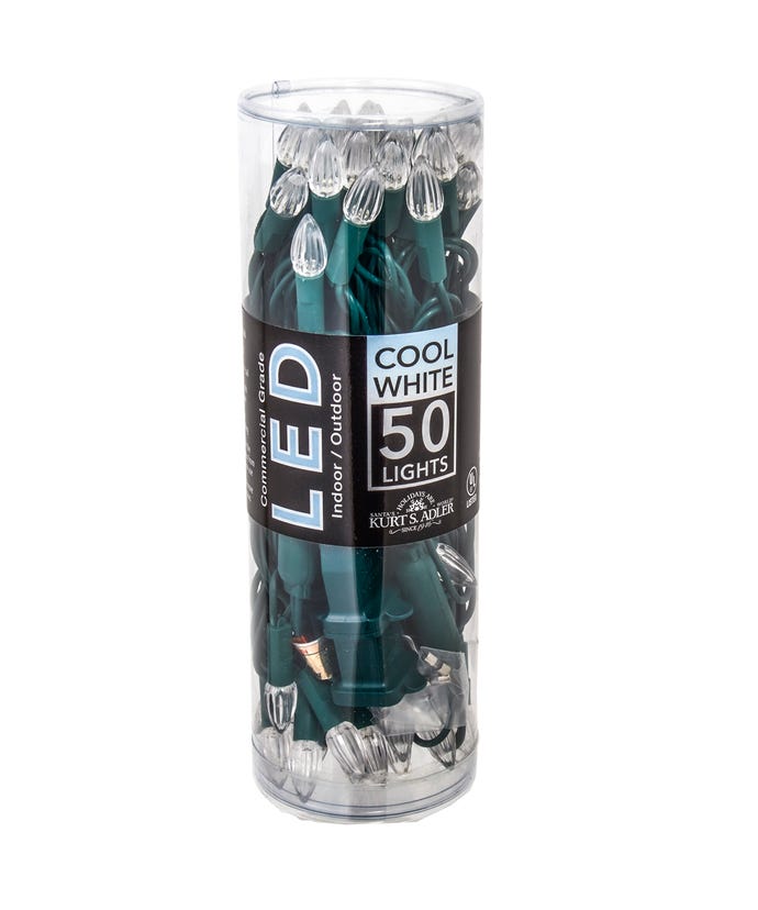 Ensemble de 50 lampes LED C3 Diamant blanc froid avec fil vert