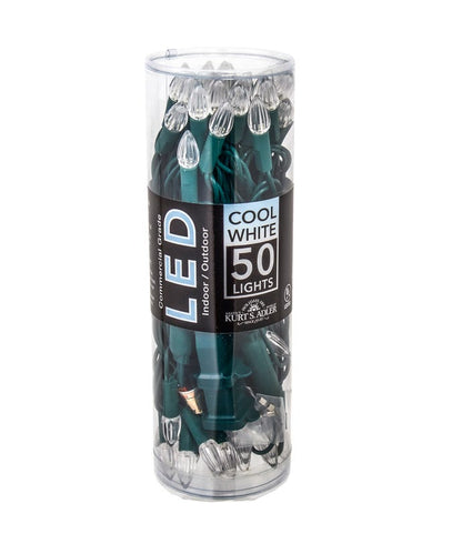 Ensemble de 50 lampes LED C3 Diamant blanc froid avec fil vert