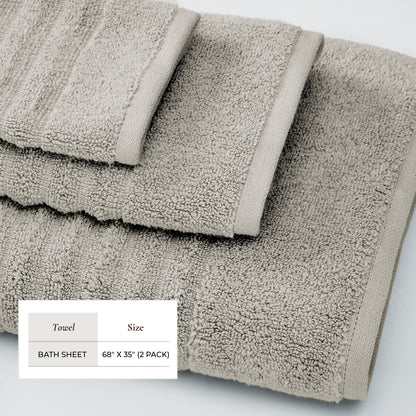 Luxury Combed Cotton and Ribbed Bath Towels
