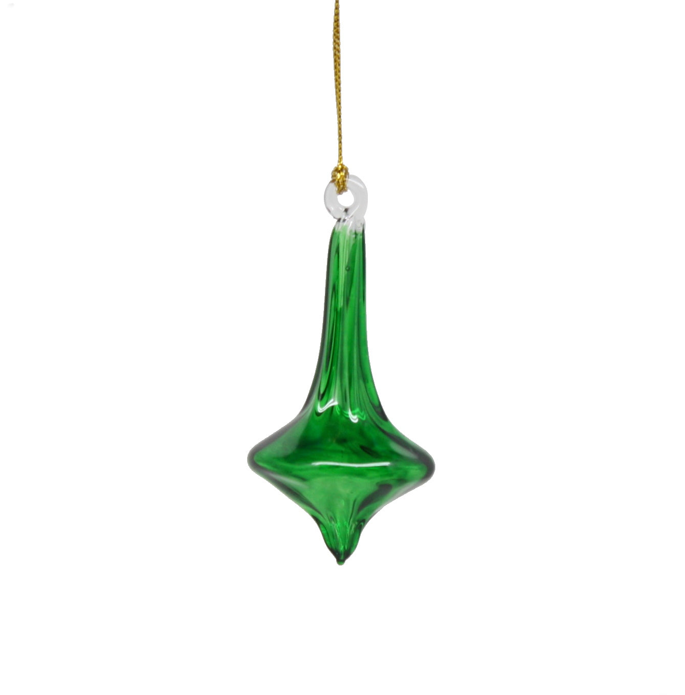 Adorno de lágrima de vidrio soplado - Verde - Protuberancia baja