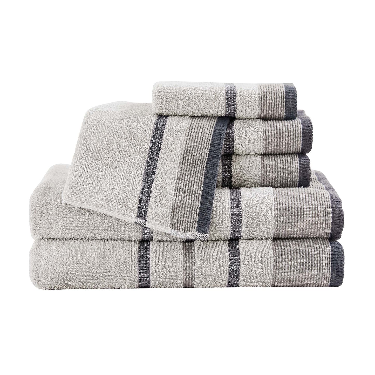 Soft Cotton Bath Towel Set and Stripe Detail