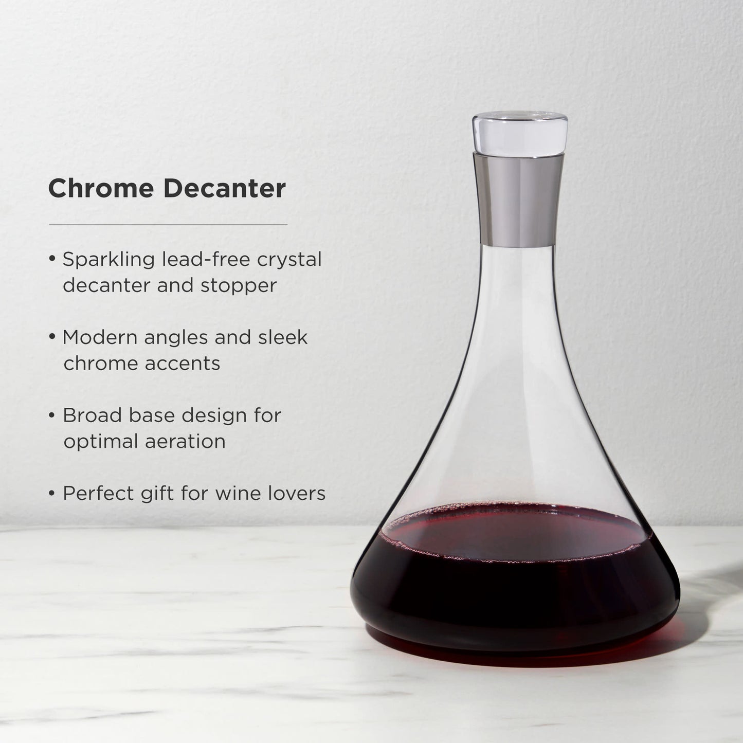 Irving Chrome Rimmed Crystal Decanter and Glass