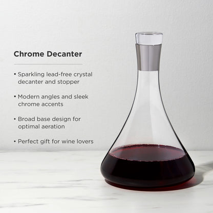 Irving Chrome Rimmed Crystal Decanter and Glass