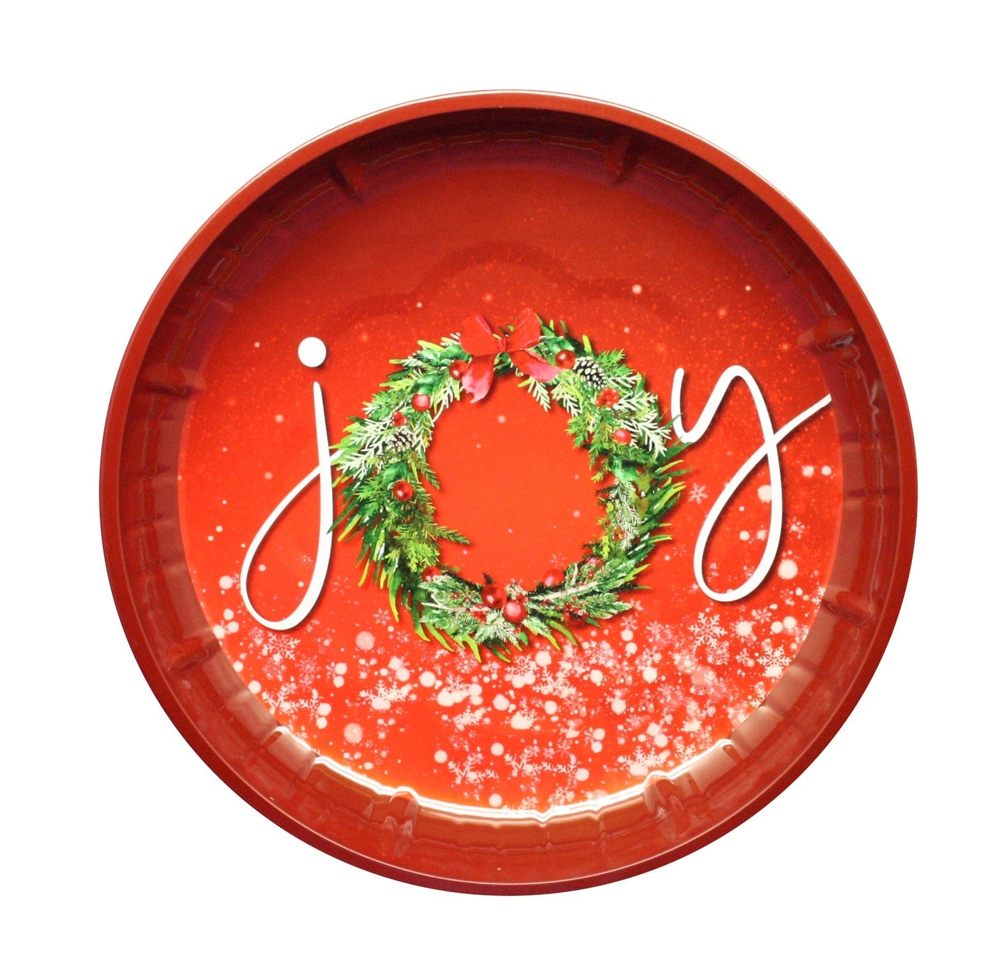 Assiette ronde en métal de Noël -