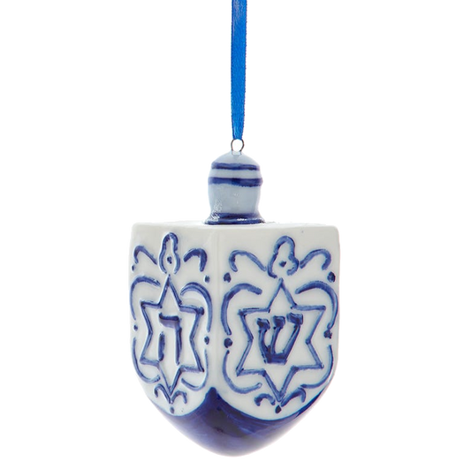 Porcelain Hanukkah Ornament - Dreidel