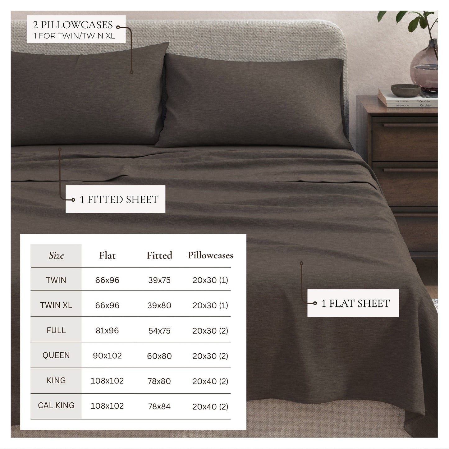 Heathered Jersey and Cotton Blend Bed Sheets
