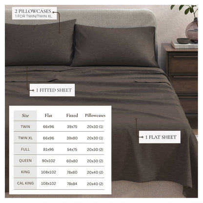 Heathered Jersey and Cotton Blend Bed Sheets